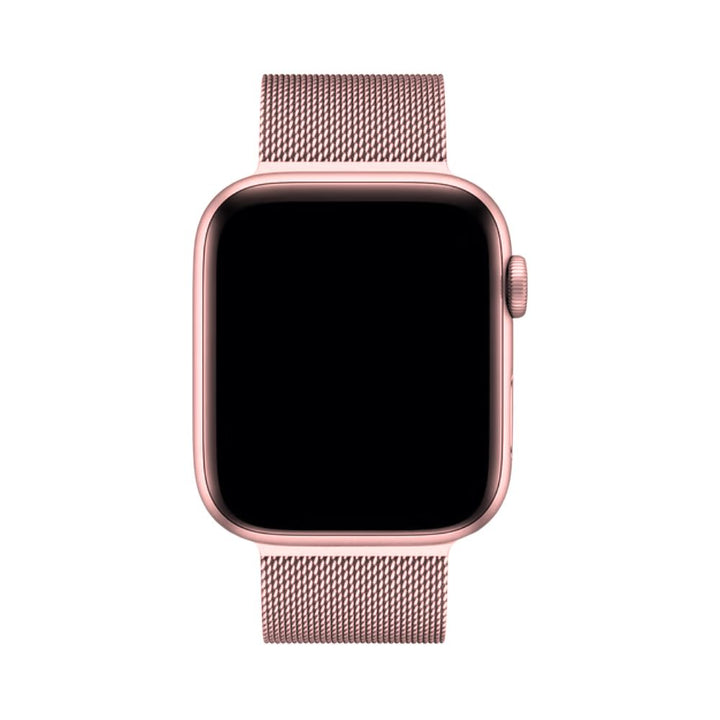 Luxuriöses schwarzes Milanaise Armband für Apple Watch, mit sicherem Magnetverschluss.
