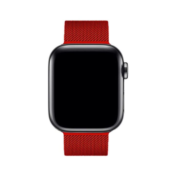 Komfortables silbernes Milanaise Apple Watch Armband, leicht und flexibel.