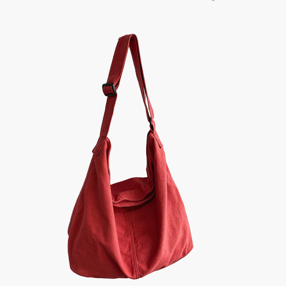 Rote geräumige Damen Schultertasche aus robustem Canvas. Vielseitig als Alltagstasche & moderne Freizeittasche.