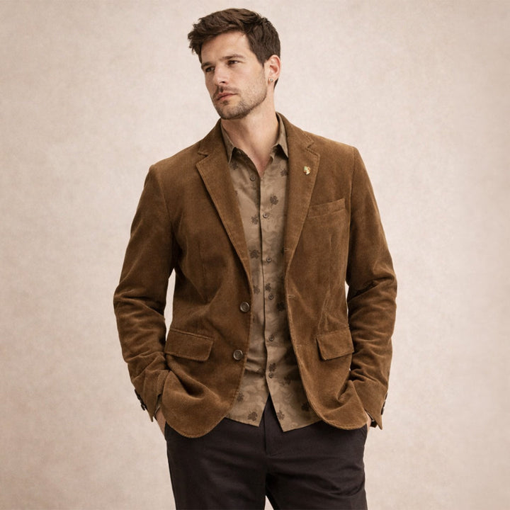 Business & Freizeit Herren Blazer, Struktur-Design, Braun, tailliert, für anspruchsvolle Herbstmode.