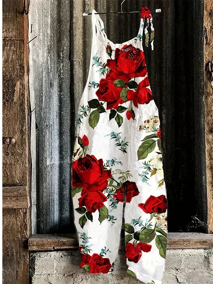 Trendiger Boho Damen Jumpsuit mit floralem Sommer-Print, bequem und chic für jede Gelegenheit.