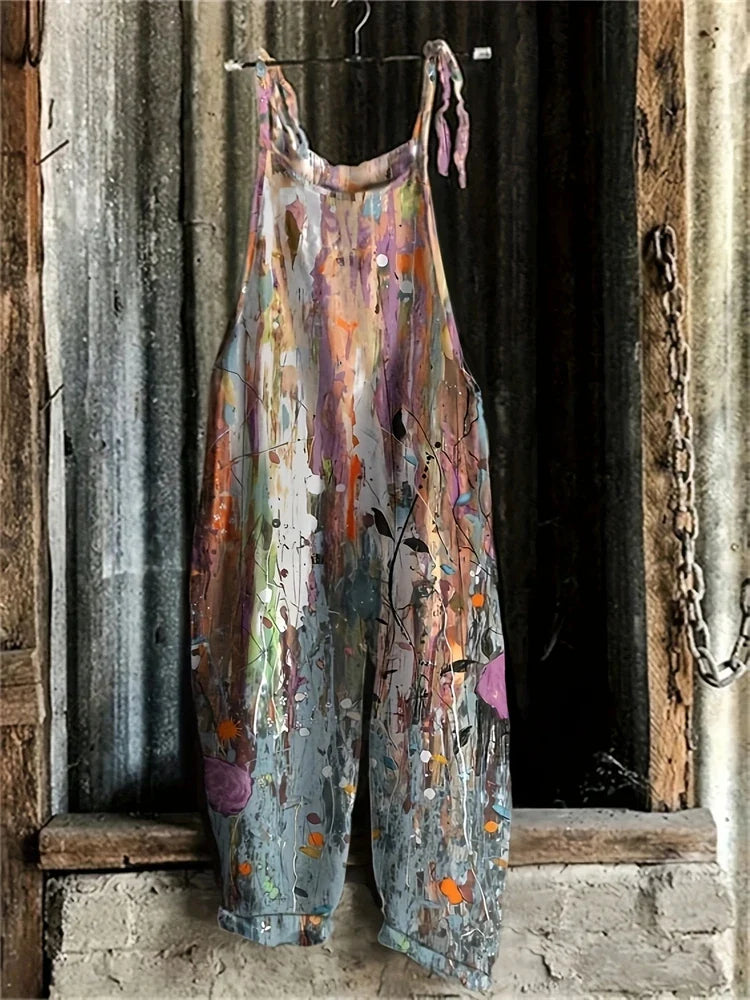 Mühelos stylischer Damen Boho Jumpsuit mit Blumendruck, ideal für den lässigen Sommer-Look.