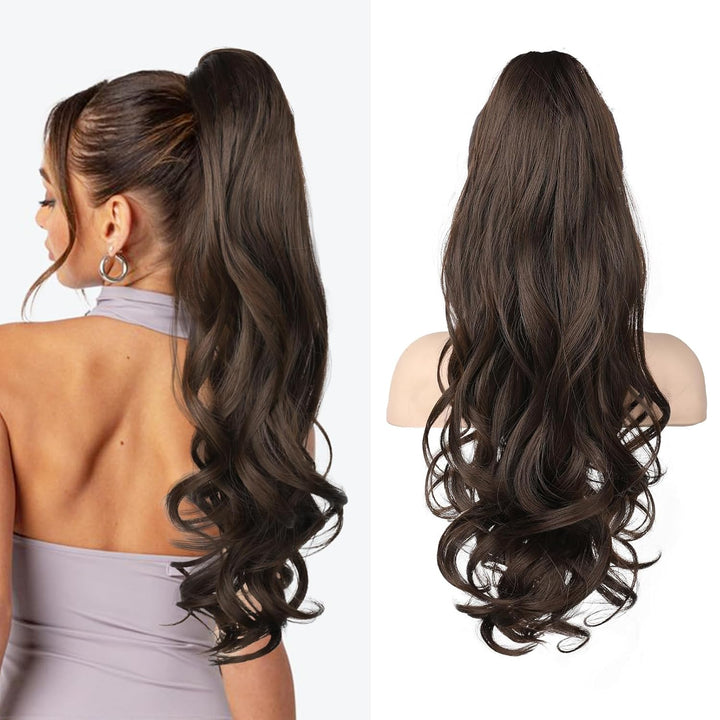 Einfach anzubringende 55 cm Pferdeschwanz Haarverlängerung für Damen, Kunsthaar, schnelles Styling.