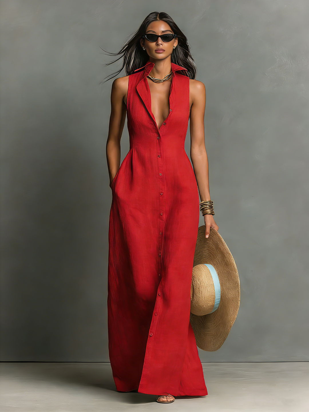 Chic und schlicht: Elegantes Damen Herbst-Maxikleid, minimalistisches Design, perfektes Freizeitkleid.