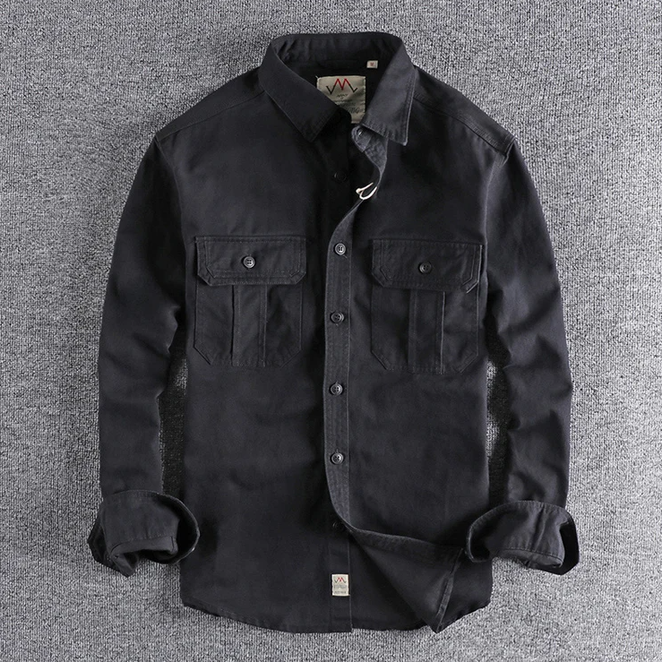 Herren Langarm Freizeit Hemd mit Brusttaschen für vielseitigen Casual-Look, perfekt für Alltag & Outdoor.