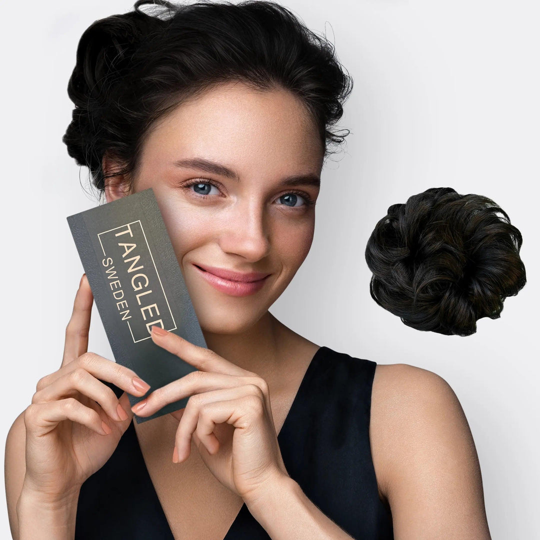 Voluminöser Dutt Haarverlängerung Scrunchie, schnelles Styling für Damen-Frisuren.