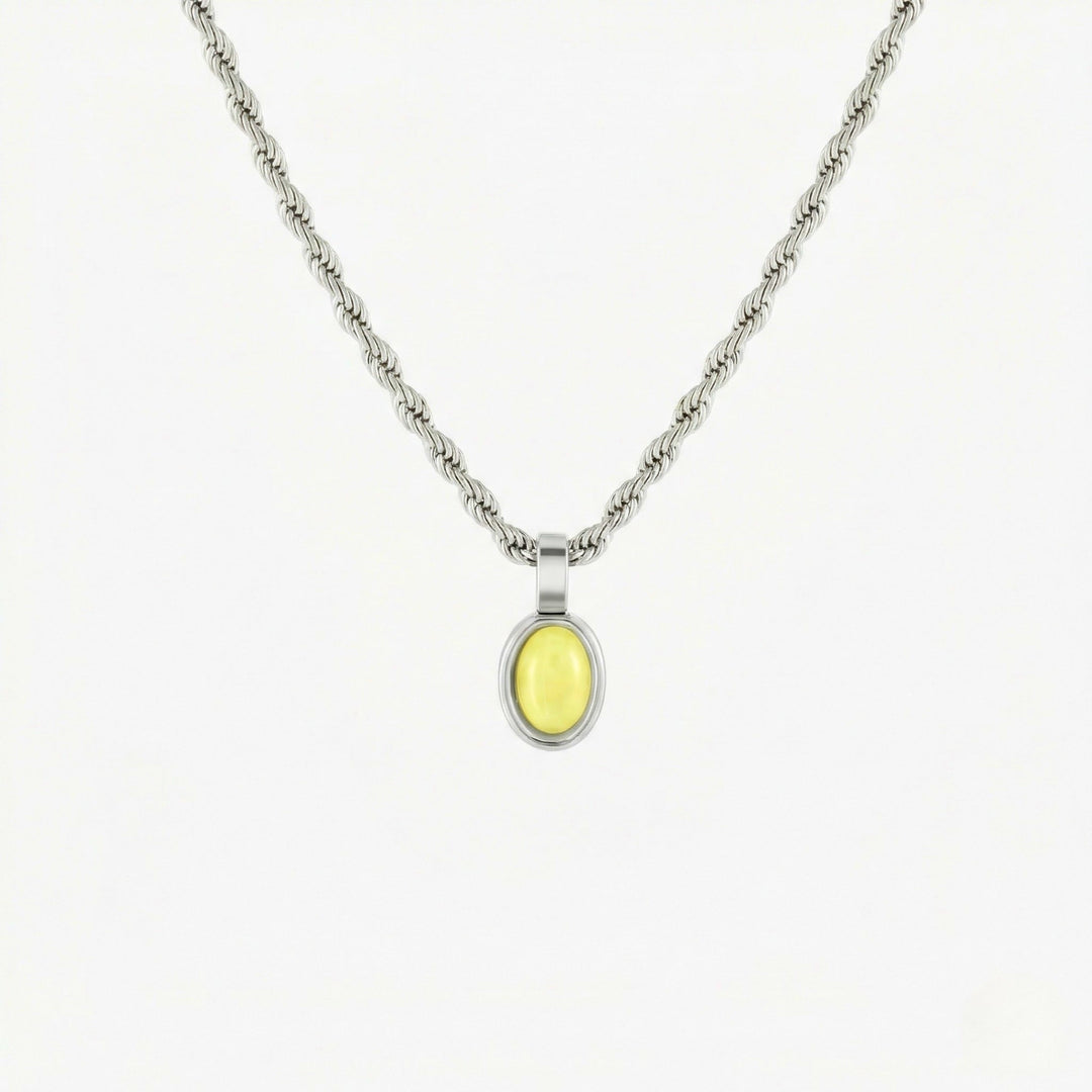 Stilvolle Damen-Halskette, gold & silber, mit grünem Aventurin Naturstein Anhänger. Wasserfest, hypoallergen, verstellbar.
