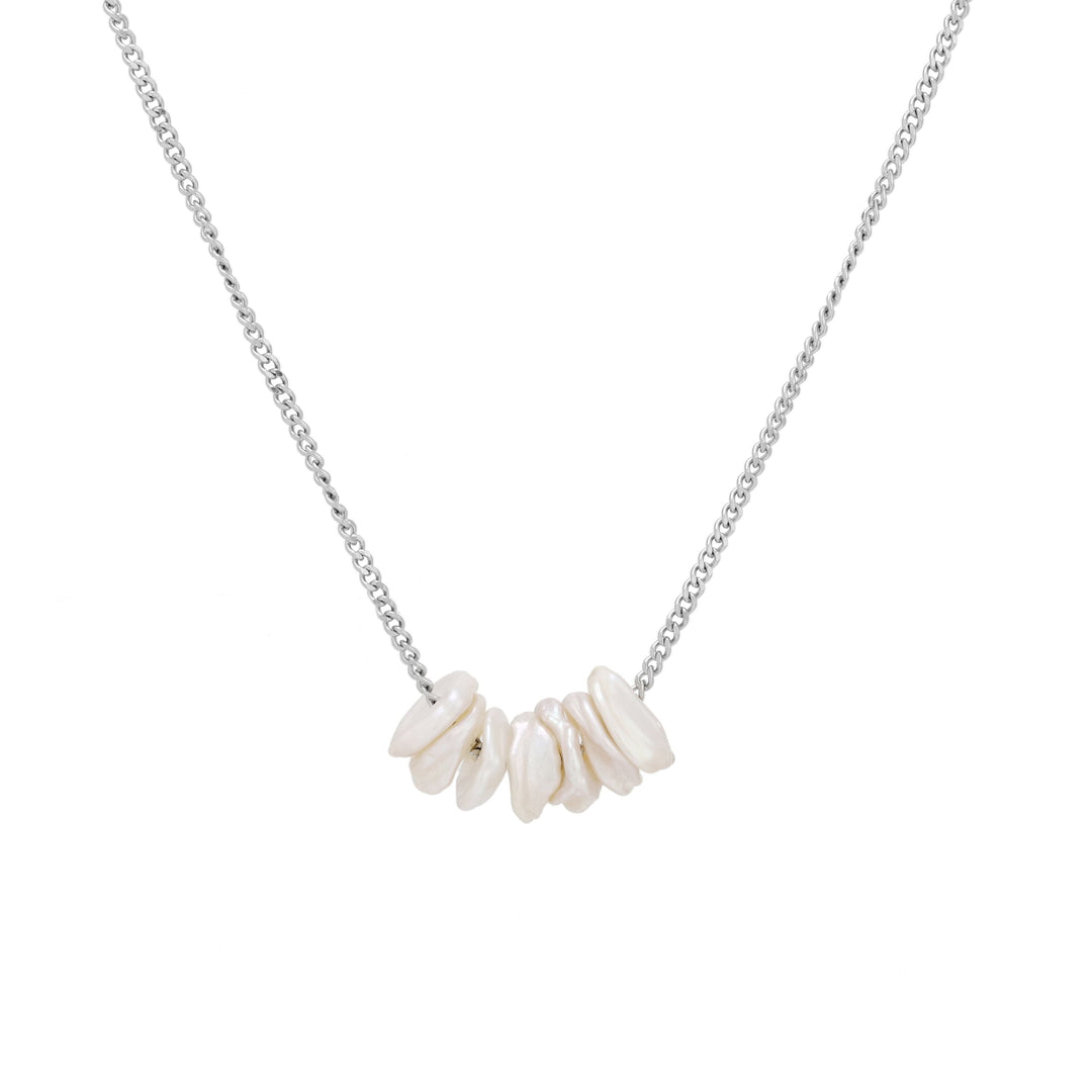 Damen-Perlenkette mit echten Süßwasserperlen, Edelstahl, gold/silber, verstellbar, wasserfest & nickelfrei.