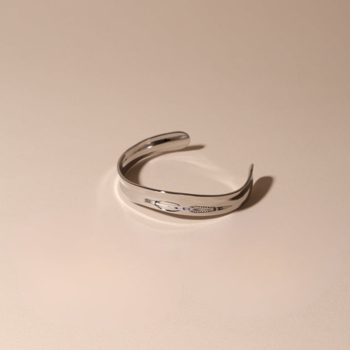 Wasserdichter Gold/Silber Damen Armreif aus Edelstahl, offenes Design, Statement-Look.