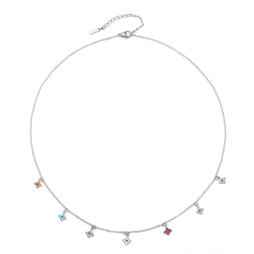 Hypoallergene Damen Choker Halskette mit zarten Blumen & Zirkonia, wasserfest & verstellbar. Eleganter Schmuck.
