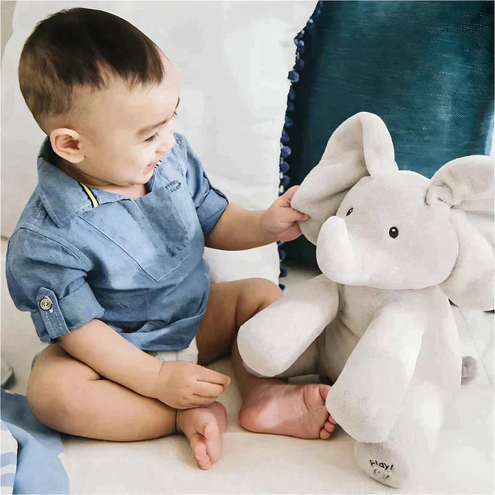 Fröhliches Elefanten-Musikspielzeug Ellie, singt und wackelt interaktiv. Süßes Kuscheltier für Babys.