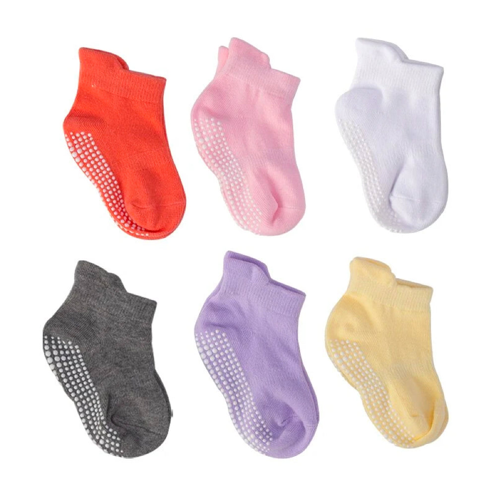 6er Pack rutschfeste Babysocken Finn, Kindersocken für Kleinkinder; sicherer Halt beim Krabbeln & Laufen.
