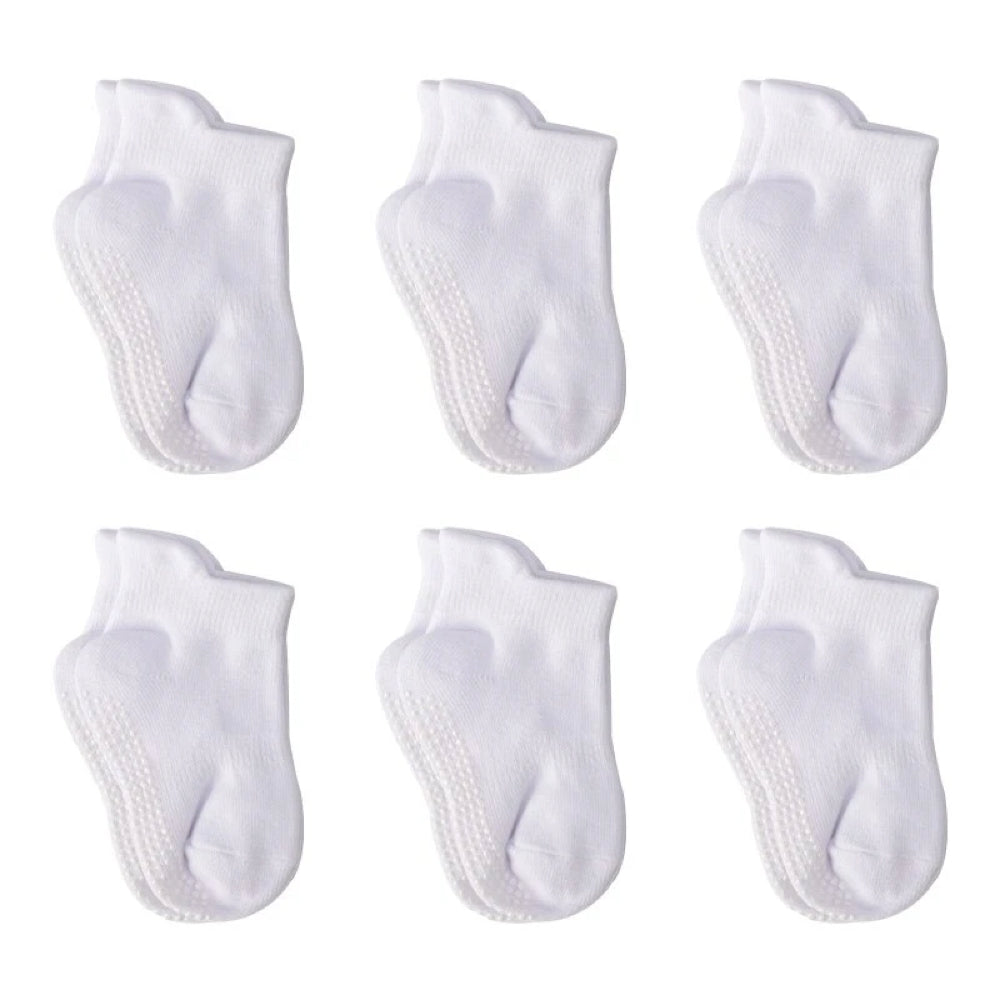Kindersocken Set (6 Paar) mit Anti-Rutsch-Noppen; Babysocken für sicheren Halt beim Spielen & Entdecken.