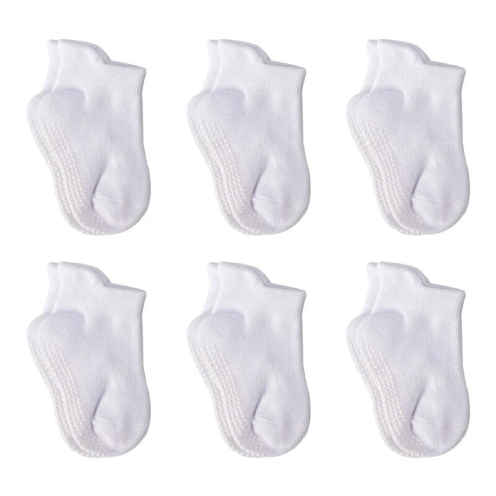 Kindersocken Set (6 Paar) mit Anti-Rutsch-Noppen; Babysocken für sicheren Halt beim Spielen & Entdecken.