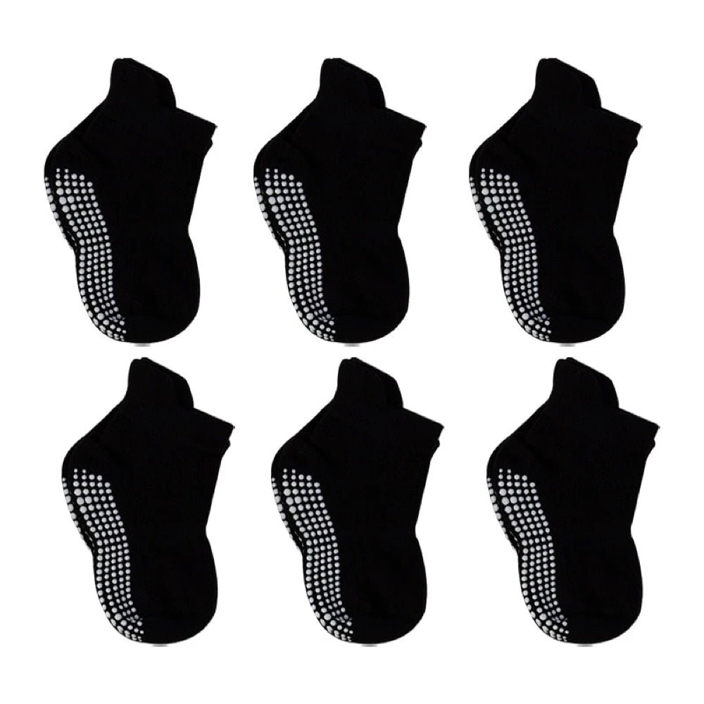 Praktische Anti-Rutsch Babysocken (6er Pack) für Kleinkinder; bieten sicheren Halt auf glatten Böden indoor.