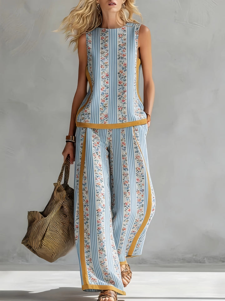 Bequemes Damen Boho Set: Locker geschnittenes Top und weite Hose für heiße Sommertage.