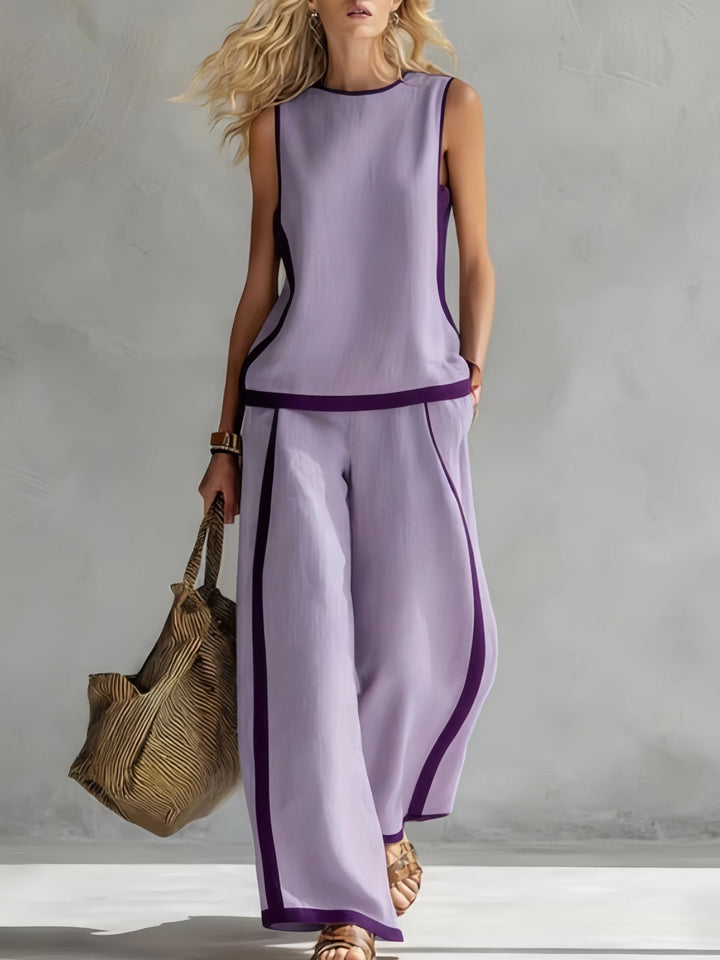 Vielseitiges Damen Set: Luftiges Boho Top & weite Hose, ideal für Urlaub & Alltag.