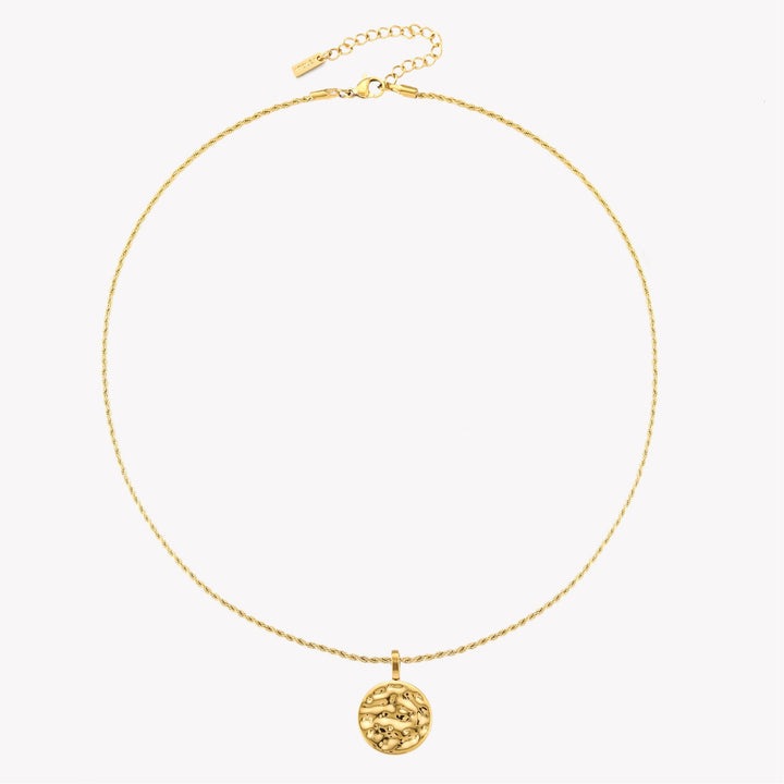Hochwertige Damen Gold Halskette, Hammerschlag Anhänger. Wasserdicht, hypoallergen, elegantes Edelstahl Geschenk für Frauen.