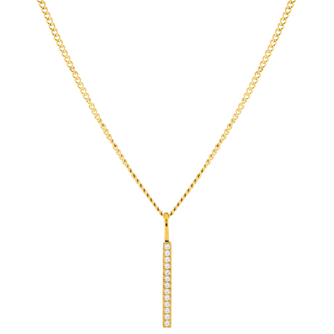 Vielseitige Damen Gold Bar Halskette mit Zirkonia, wasserfestem Design für Eleganz und Alltag.