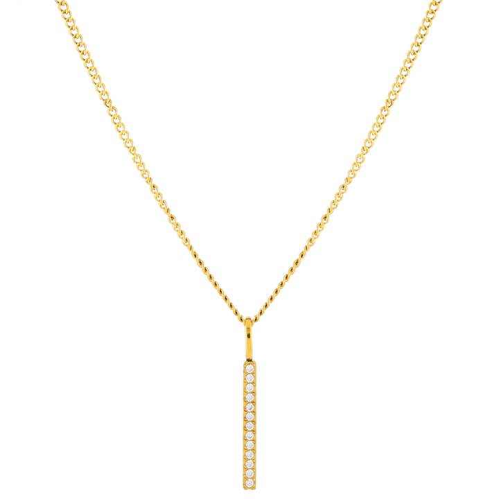 Vielseitige Damen Gold Bar Halskette mit Zirkonia, wasserfestem Design für Eleganz und Alltag.