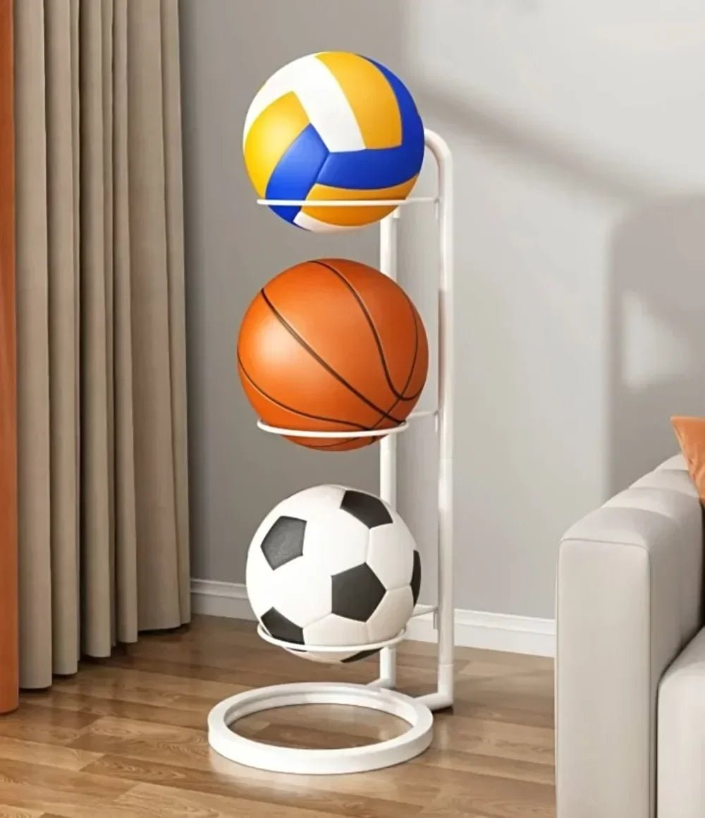 Sportball-Aufbewahrungsregal für Garage und Hobbyraum. Ideal für Fussball, Basketball, Volleyball und Organisation.