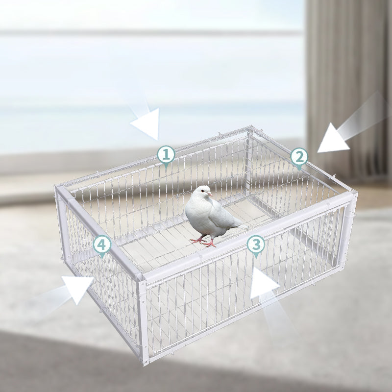 Nahaufnahme des Fangmechanismus der BirdSafe Lebendfalle, entworfen für eine schonende Vogelkontrolle.