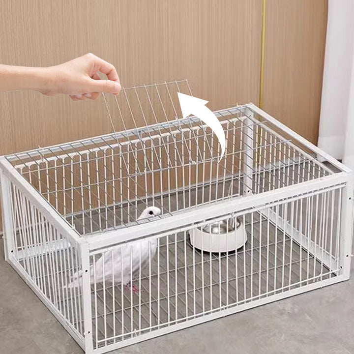 Vollständig montierte, tierfreundliche Vogelfalle bereit für den Einsatz im Außenbereich zur Vogelabwehr.