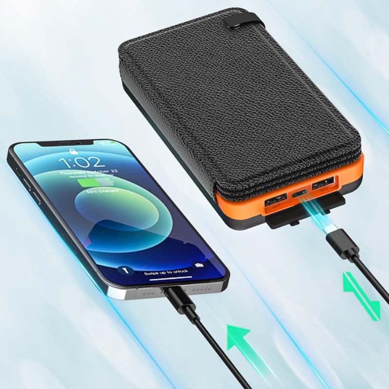 Tragbare Solar Powerbank SunCore für Reisen & Abenteuer. Aufladen per Sonne mit 4 Panels, 3 USB-Ports. Handy-Ladegerät.