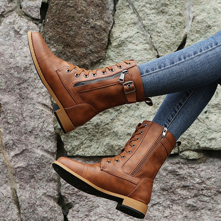 Warme Damen Orthopädische Herbst-/Winterstiefel, sehr bequem, mit stilvollem Design und Reißverschluss.