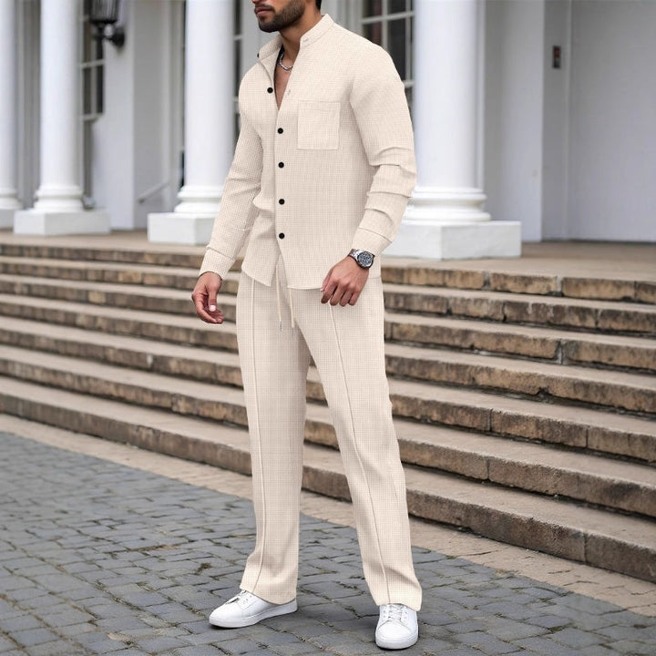 Komfortables Herren Freizeit Set: Langärmliges Casual Hemd & Hose. Modisch und vielseitig.