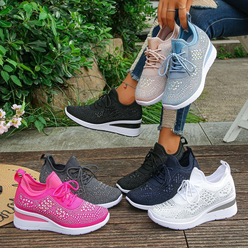 Bequeme Alltagsschuhe: Damen Sneaker mit Strass, ideal für orthopädischen Komfort.