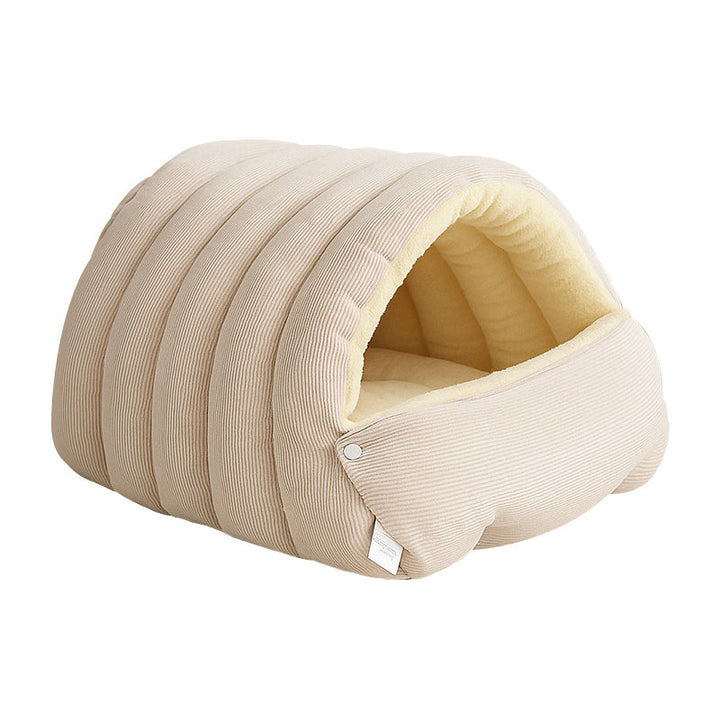 Weiches Plüsch Katzenbett, kuschelig und warm, perfekter Schlafplatz für gemütliche Katzenmomente.