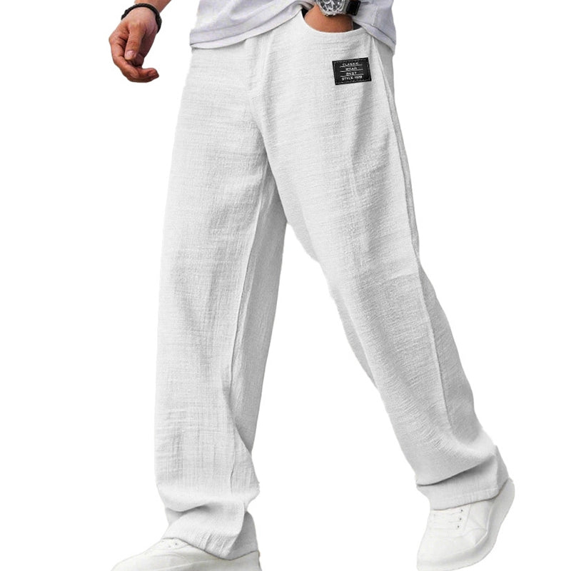 Stilvolle Herren Freizeithose, gerades Bein, lockerer Schnitt, perfekt für einen vielseitigen Casual-Look im Sommer.