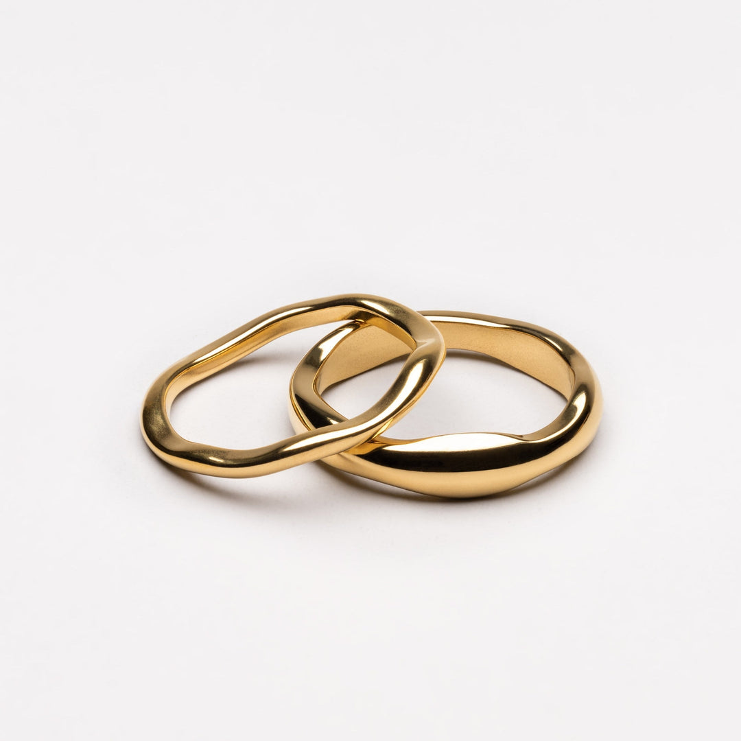 Damen Ring Set Gold Silber, wasserfest & hypoallergen, stapelbarer Edelstahlschmuck.