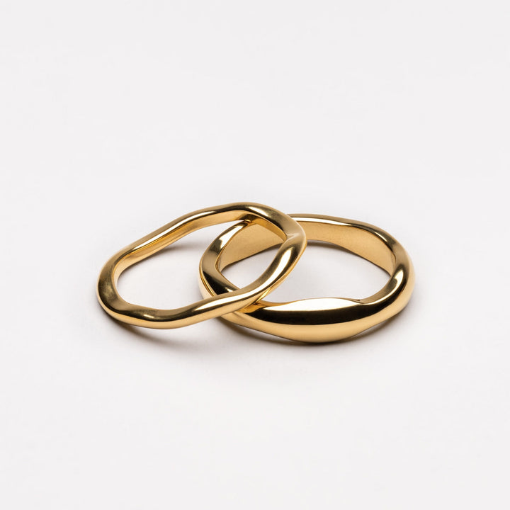 Damen Ring Set Gold Silber, wasserfest & hypoallergen, stapelbarer Edelstahlschmuck.