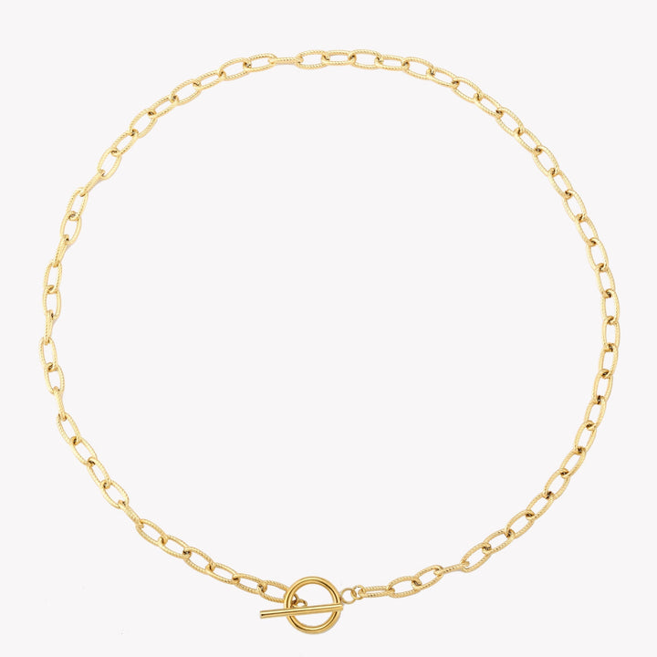 Paperclip Halskette aus Edelstahl mit Toggle-Verschluss, ideal zum Layering.