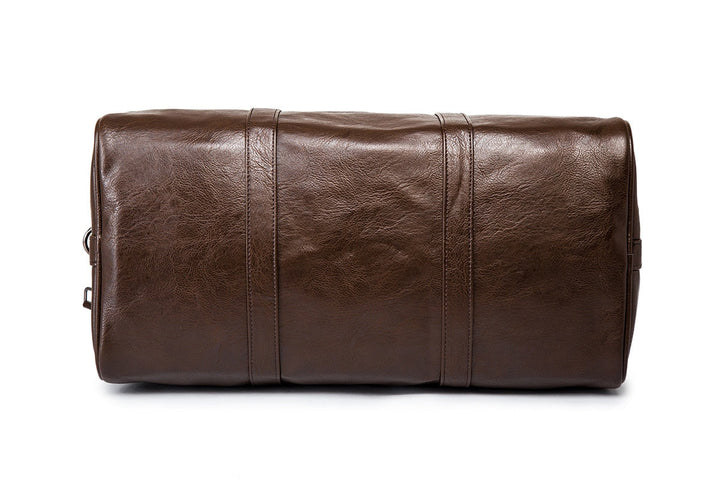 Unisex Leder Duffel Bag, braun, robust und stilvoll, perfektes Handgepäck für jede Gelegenheit.
