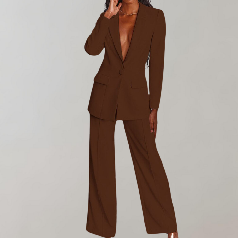 Vielseitiges Damen Blazer-Hosen-Set, elegante Business Mode für Frauen.