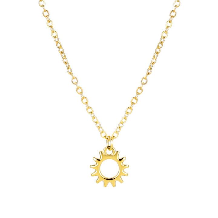 Hochwertige Goldkette für Damen mit Sonnenmedaillon. Hypoallergener, PVD-beschichteter Edelstahl-Halsschmuck.