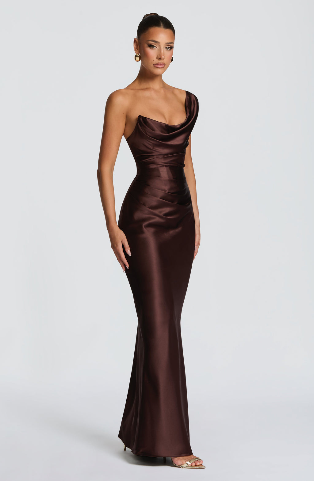 Damen One Shoulder Maxi Partykleid, langes Design, schmeichelnd und chic.