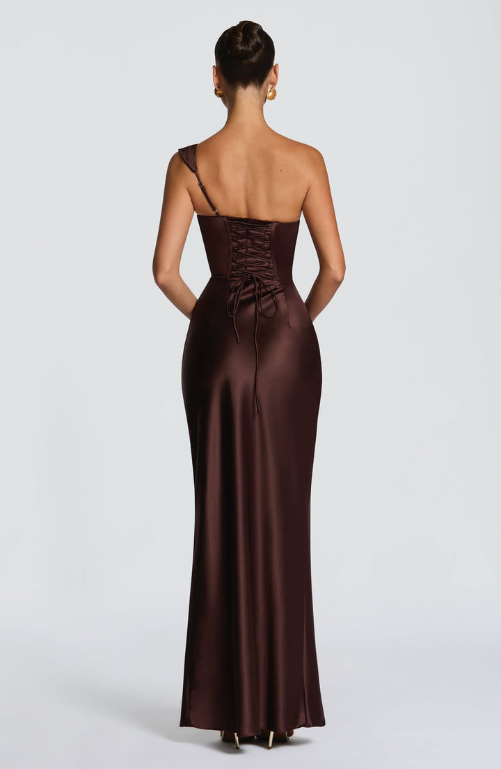 Festliches One Shoulder Partykleid Maxi für Damen, modern und stilvoll.