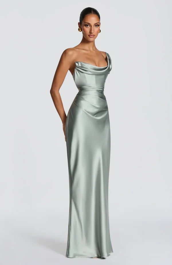 Damen Ballkleid One Shoulder Maxi, mit figurbetonter Silhouette und Rücken Schnürung.