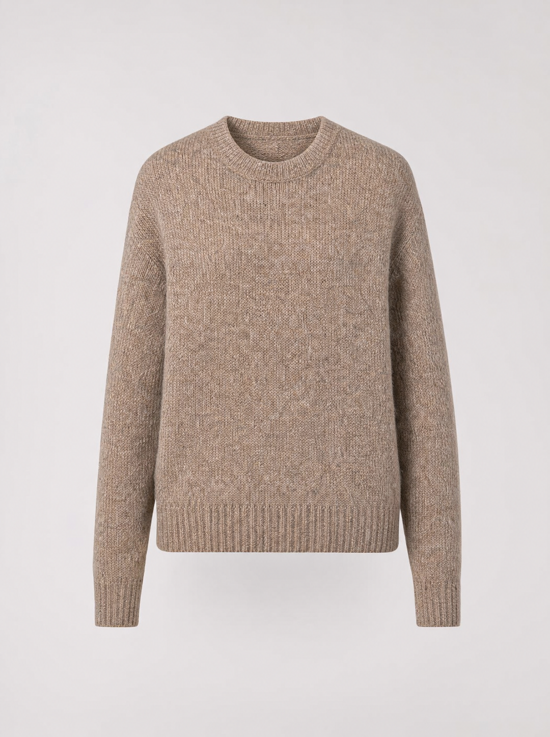 Damen Melange-Pullover mit Rundhals und Langarm, perfekt für Herbst & Winter Eleganz.