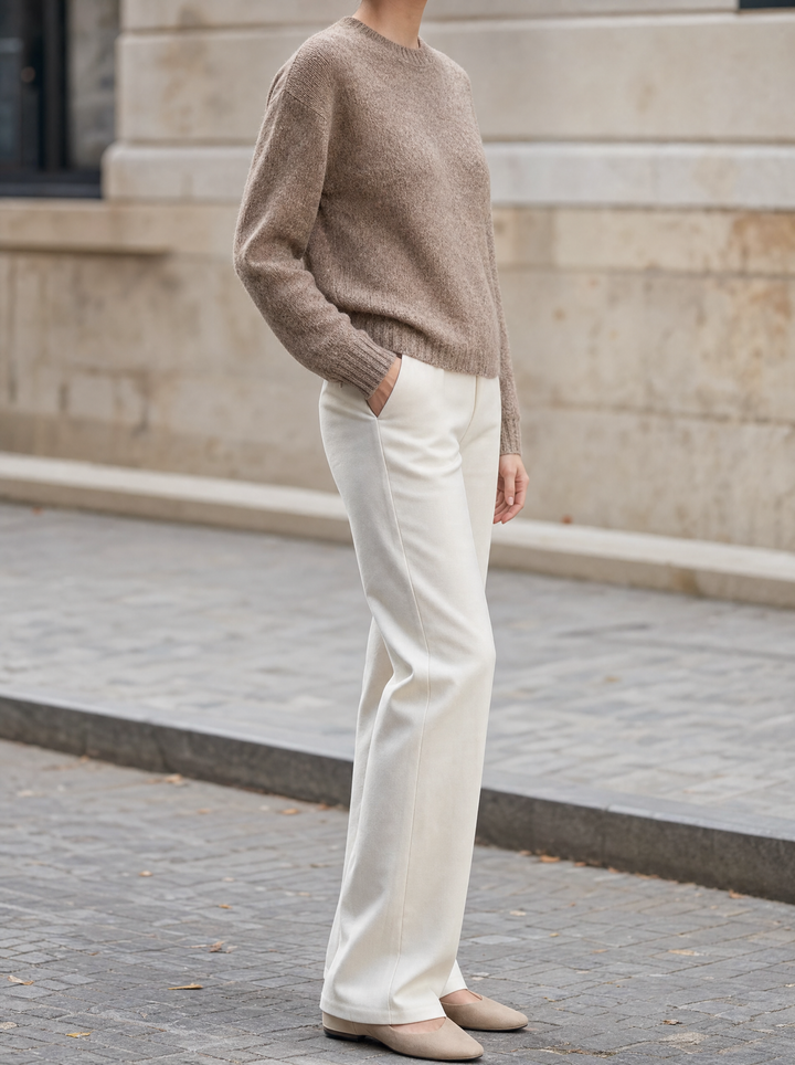 Kuscheliger Damen Melange-Pullover in Herbst/Winter Mode. Langarm mit Rundhals für höchsten Komfort.