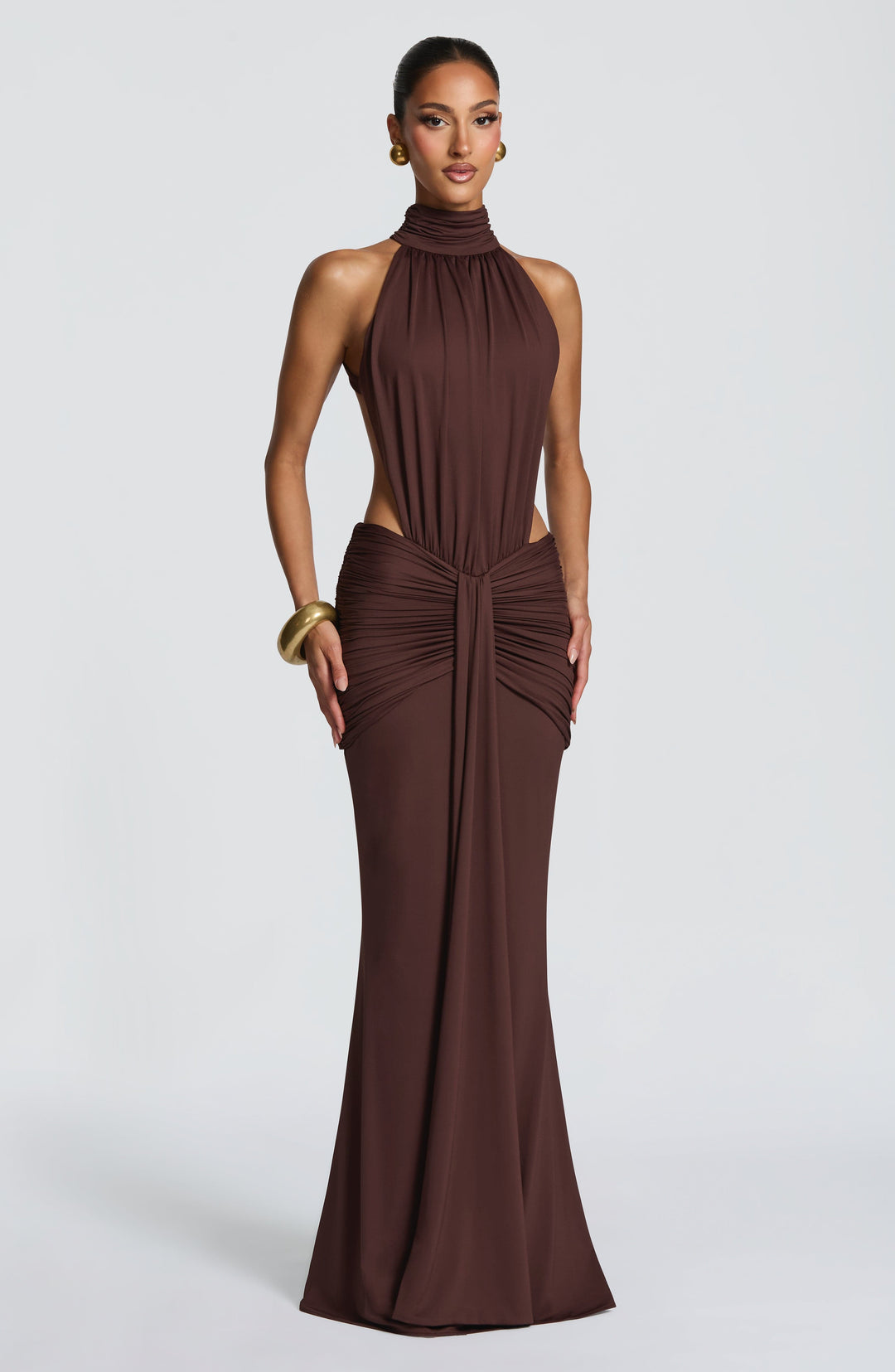 Damen Neckholder Abendkleid, elegantes Maxikleid mit tiefem Rückenausschnitt für festliche Anlässe.