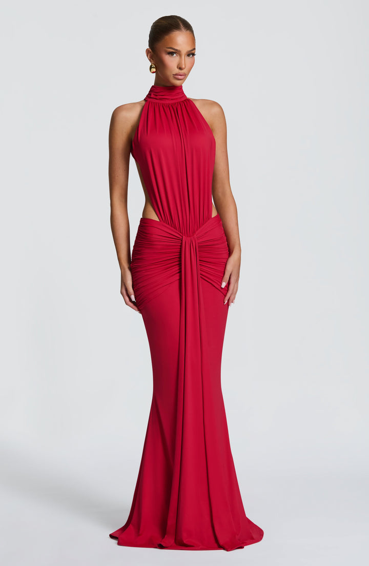 Frauen Maxikleid Neckholder, elegant und festlich, mit tiefem Rückenausschnitt, Abendmode.