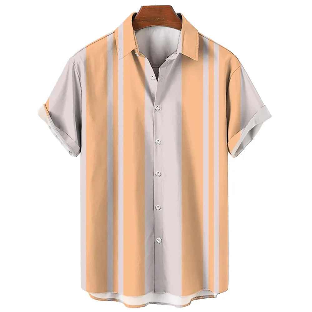 Modisches Herrenhemd mit Retro-Streifenmuster, lässig und bequem für entspannte Sommertage.