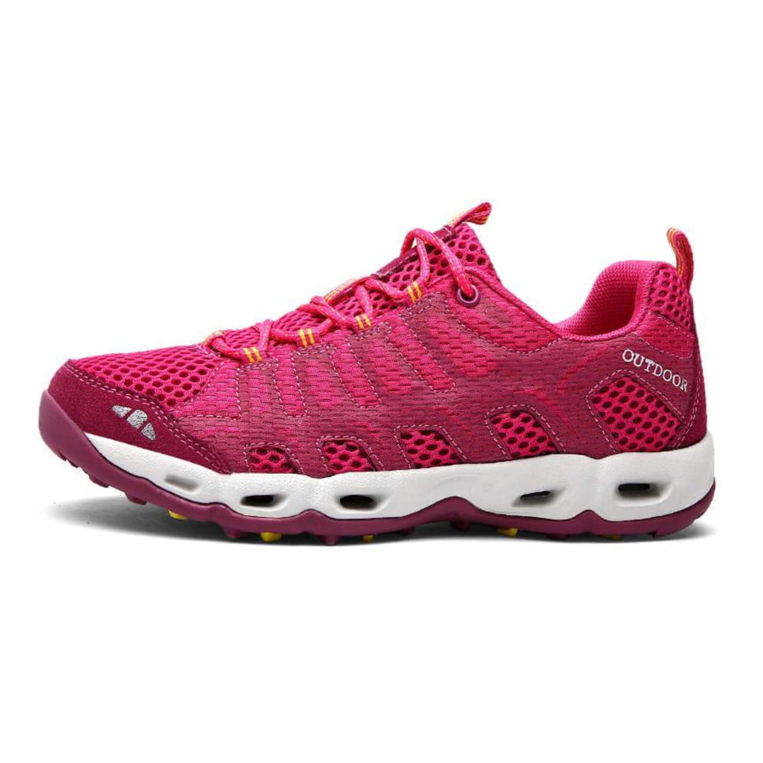 Bequeme Damen Sportschuhe in Pink-Blau. Komfortable Trekking-Sneaker ideal für Wandern, Outdoor & Alltag.