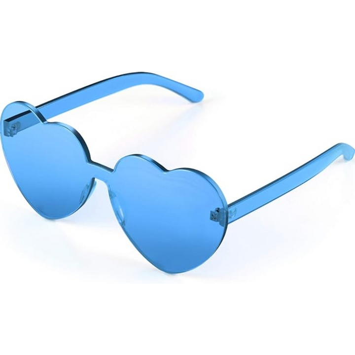 Modische transparente Herz-Sonnenbrille, Damenmodell, ohne Rahmen, für sonnige Tage.
