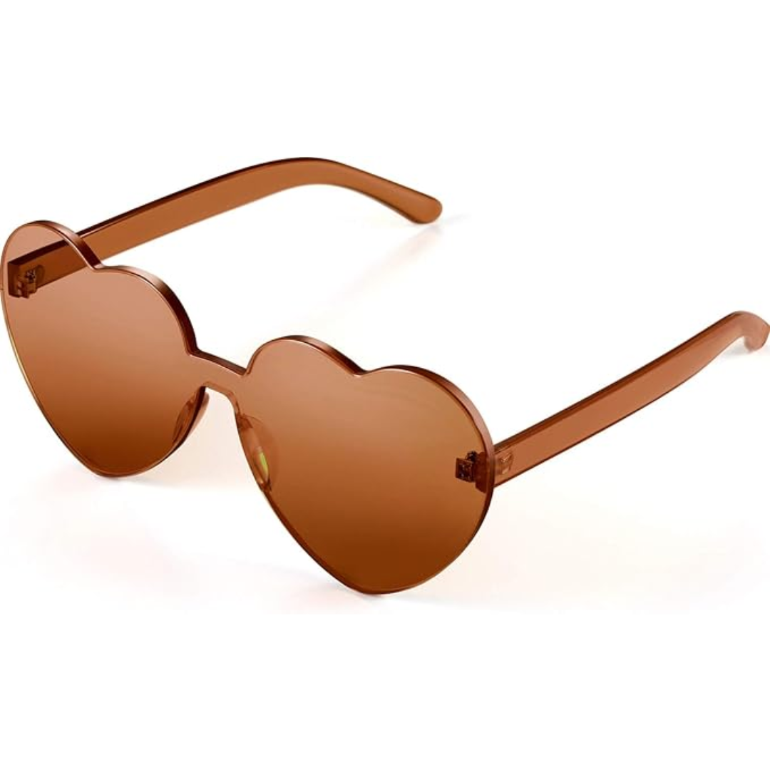 Transparente Herz-Sonnenbrille für Damen, randlos, ideal als Festival-Accessoire.